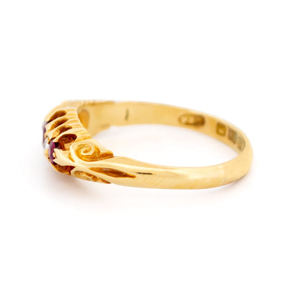 Diamond Ruby 18k Antique Row Ring 16579-8890