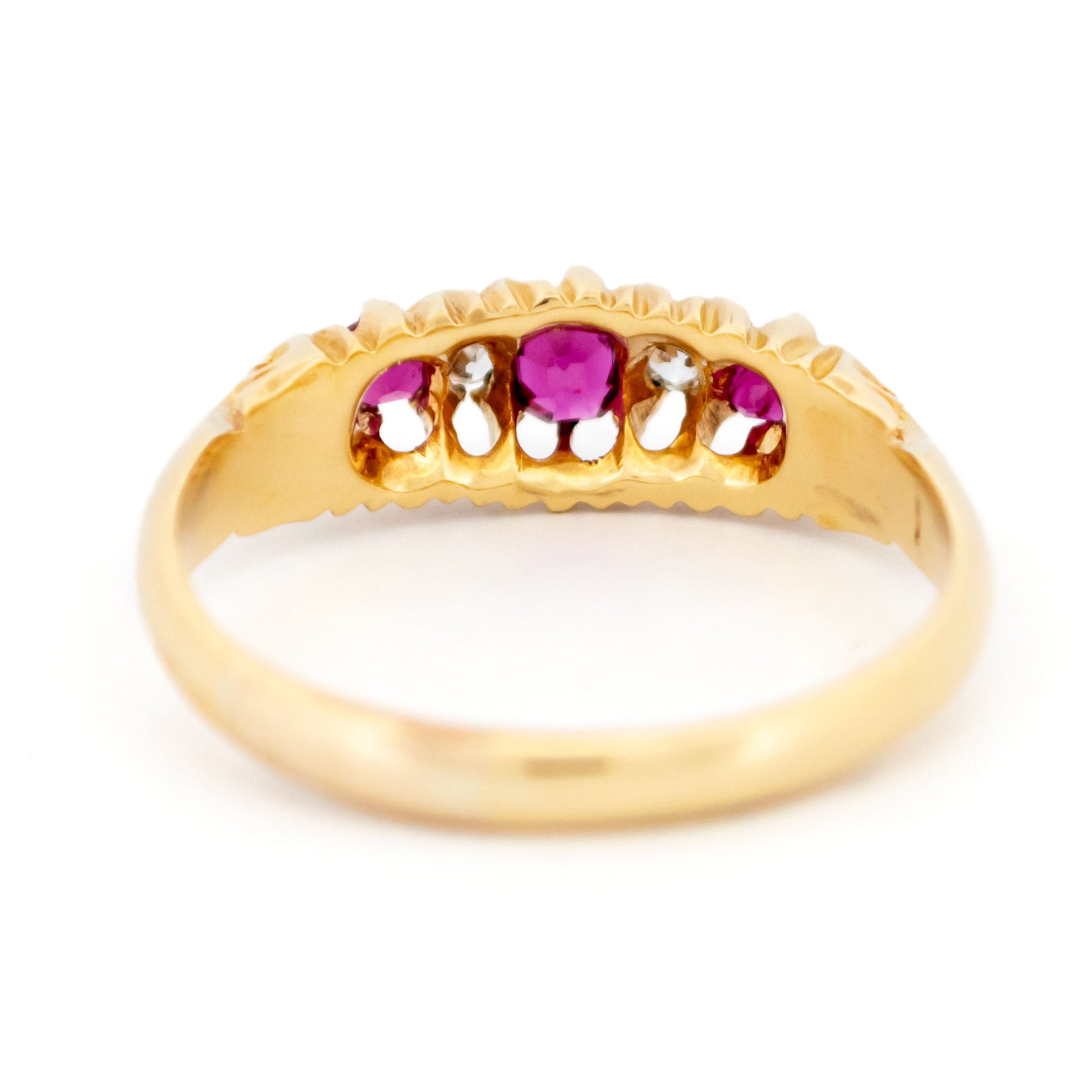 Diamond Ruby 18k Antique Row Ring 16579-8890