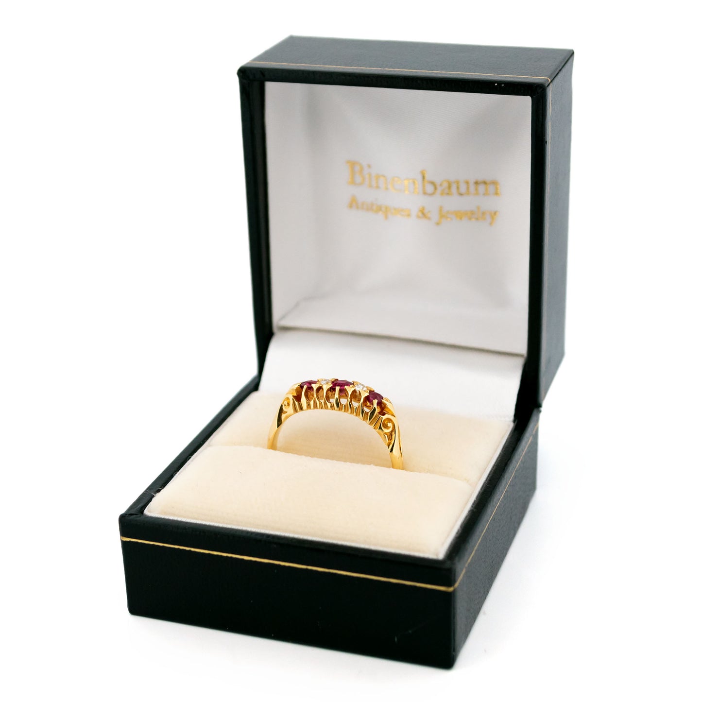 Diamond Ruby 18k Antique Row Ring 16579-8890