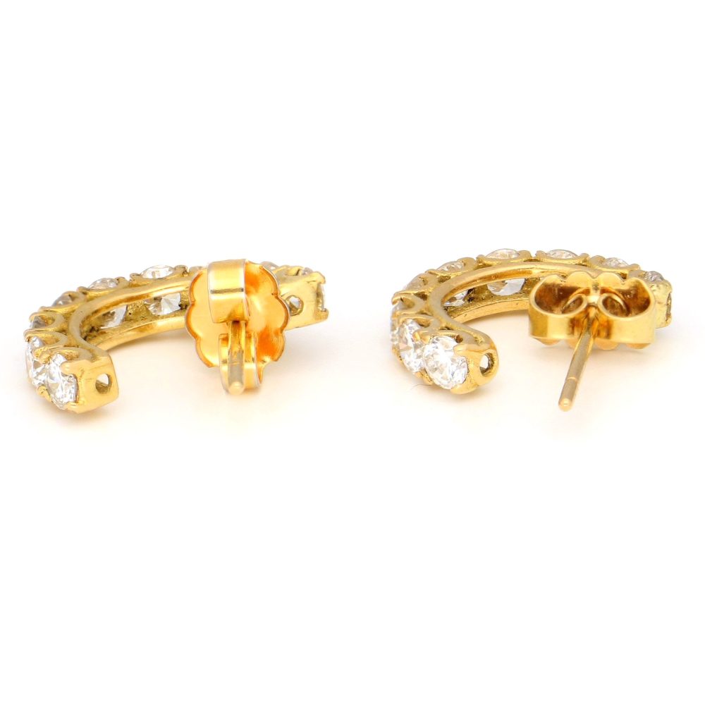 Vintage Diamond Creole Earrings In 18 Carat Yellow Gold