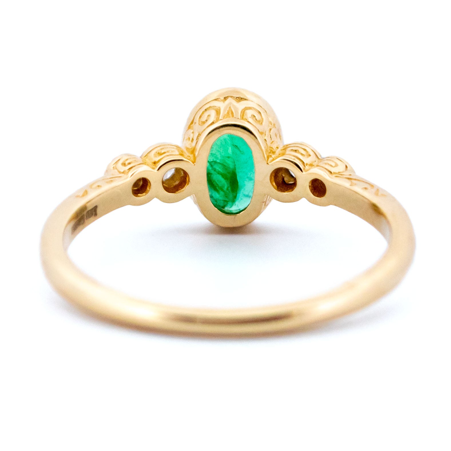 Diamond Emerald 14 Carat Gold Oval-Shape Ring