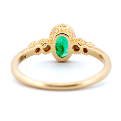 Diamond Emerald 14 Carat Gold Oval-Shape Ring