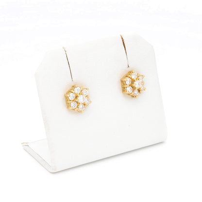 Diamond 18k Rosette Stud Earrings 16717-8953
