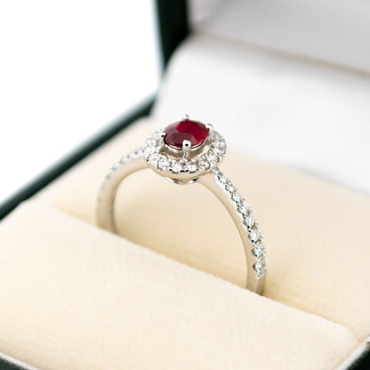Diamond Ruby 18k Cluster Ring 16728-8963