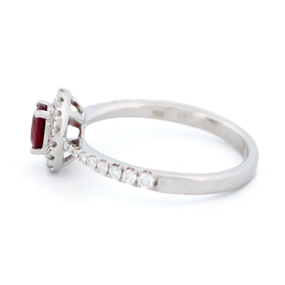 Diamond Ruby 18k Cluster Ring 16728-8963