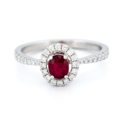 Diamond Ruby 18k Cluster Ring 16728-8963