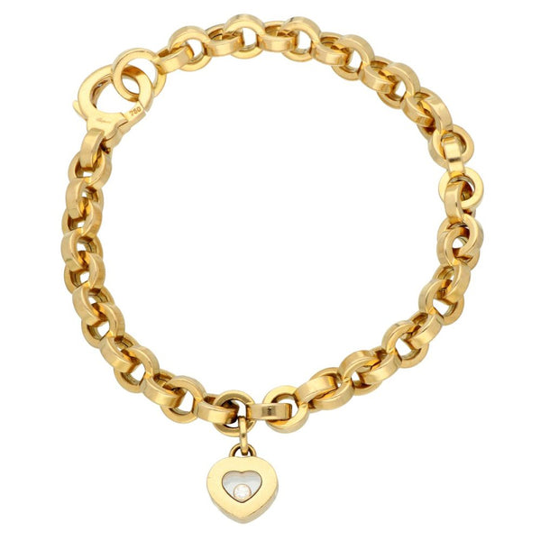 Vintage Chopard Happy Diamonds Heart Charm Gold Bracelet