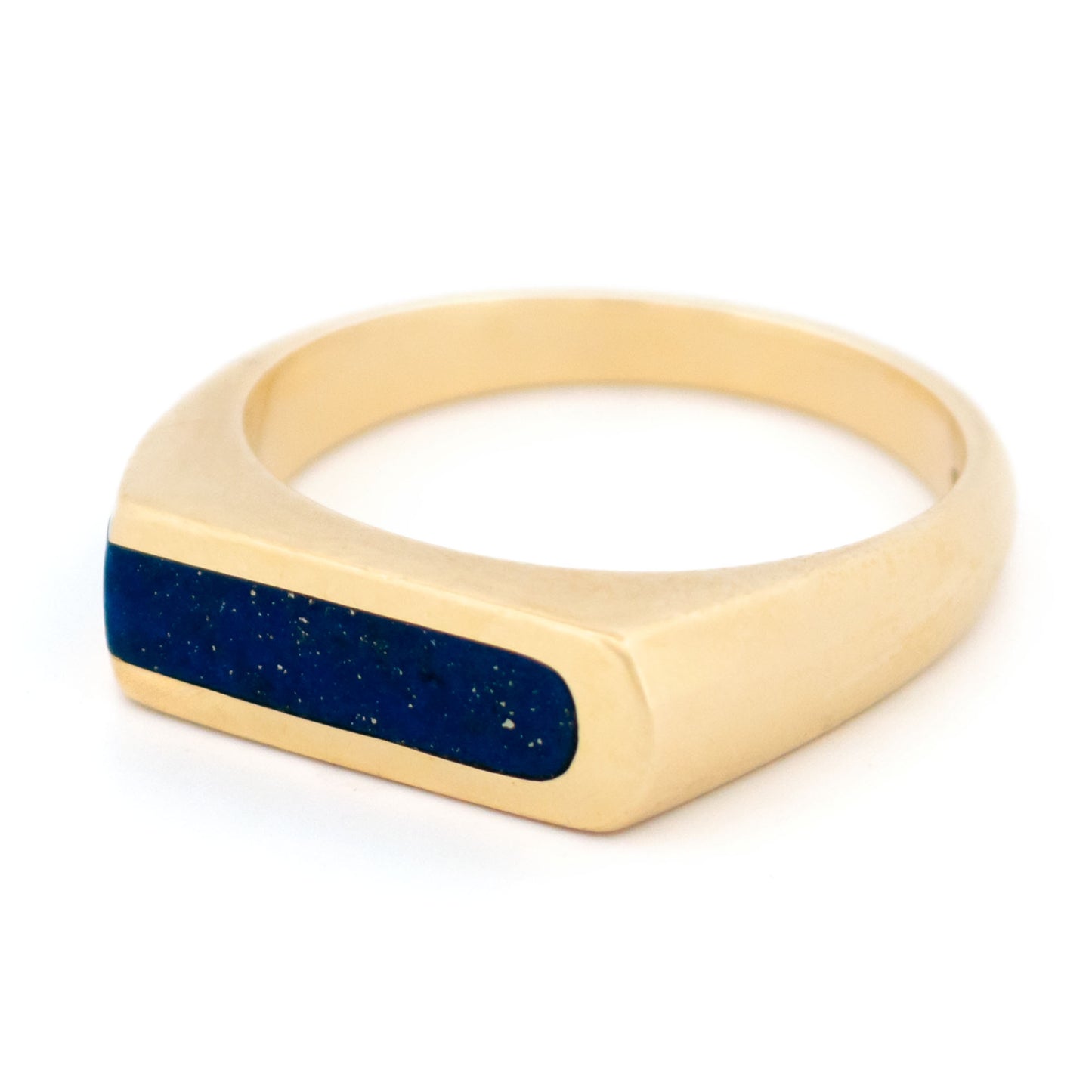 Vintage Retro Lapis Lazuli Set 14ct Gold Geometric Design Ring