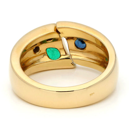 Diamond Emerald Sapphire 18k Gypsy Ring 16771-9001