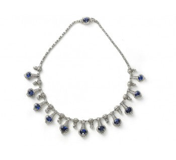 Sapphire and Diamond Fringe Necklace