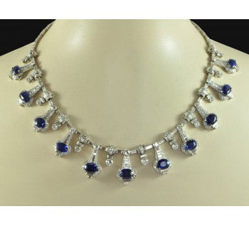Sapphire and Diamond Fringe Necklace