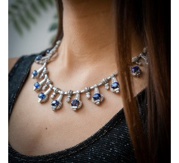 Sapphire and Diamond Fringe Necklace
