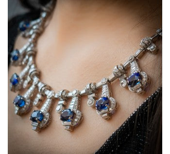 Sapphire and Diamond Fringe Necklace