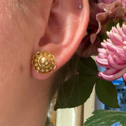 Vintage 14ct Yellow Gold Zeeuwse Knop Stud Earrings
