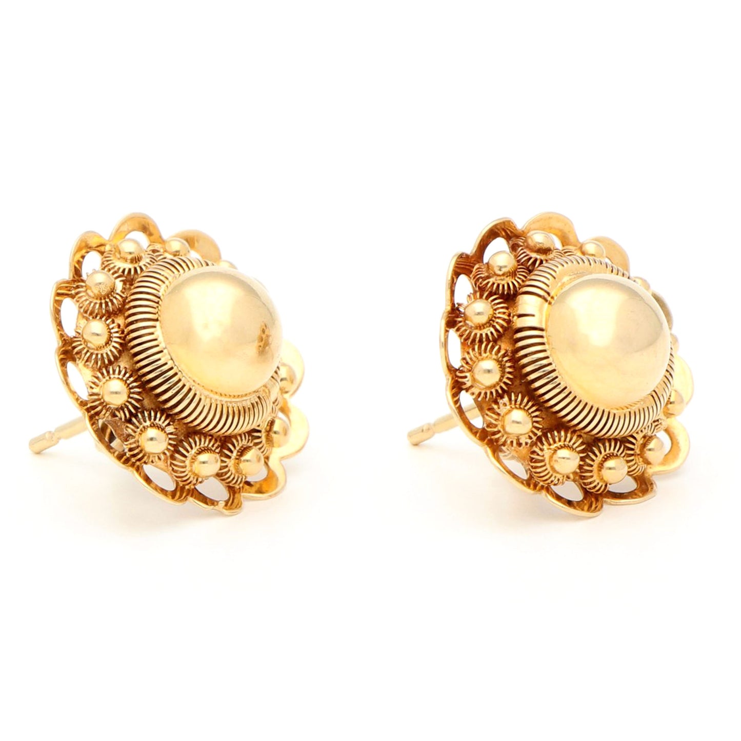 Vintage 14ct Yellow Gold Zeeuwse Knop Stud Earrings