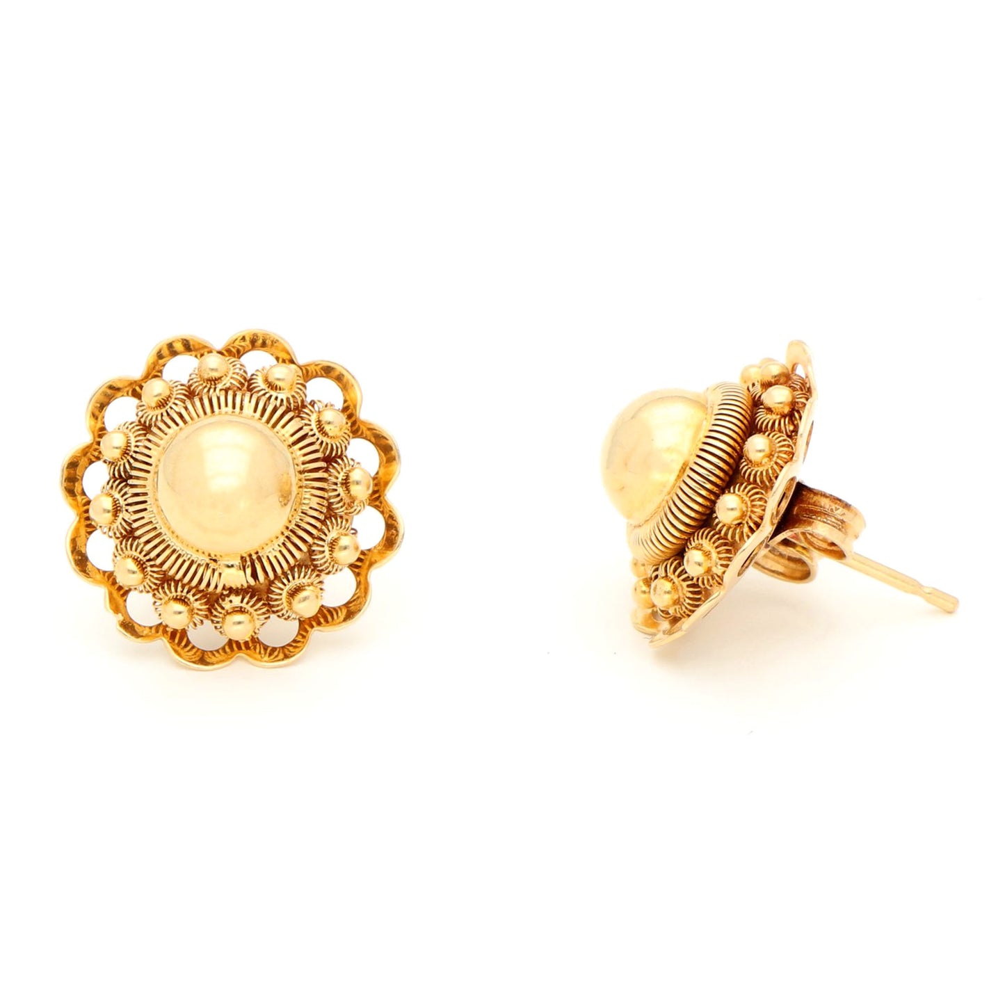 Vintage 14ct Yellow Gold Zeeuwse Knop Stud Earrings