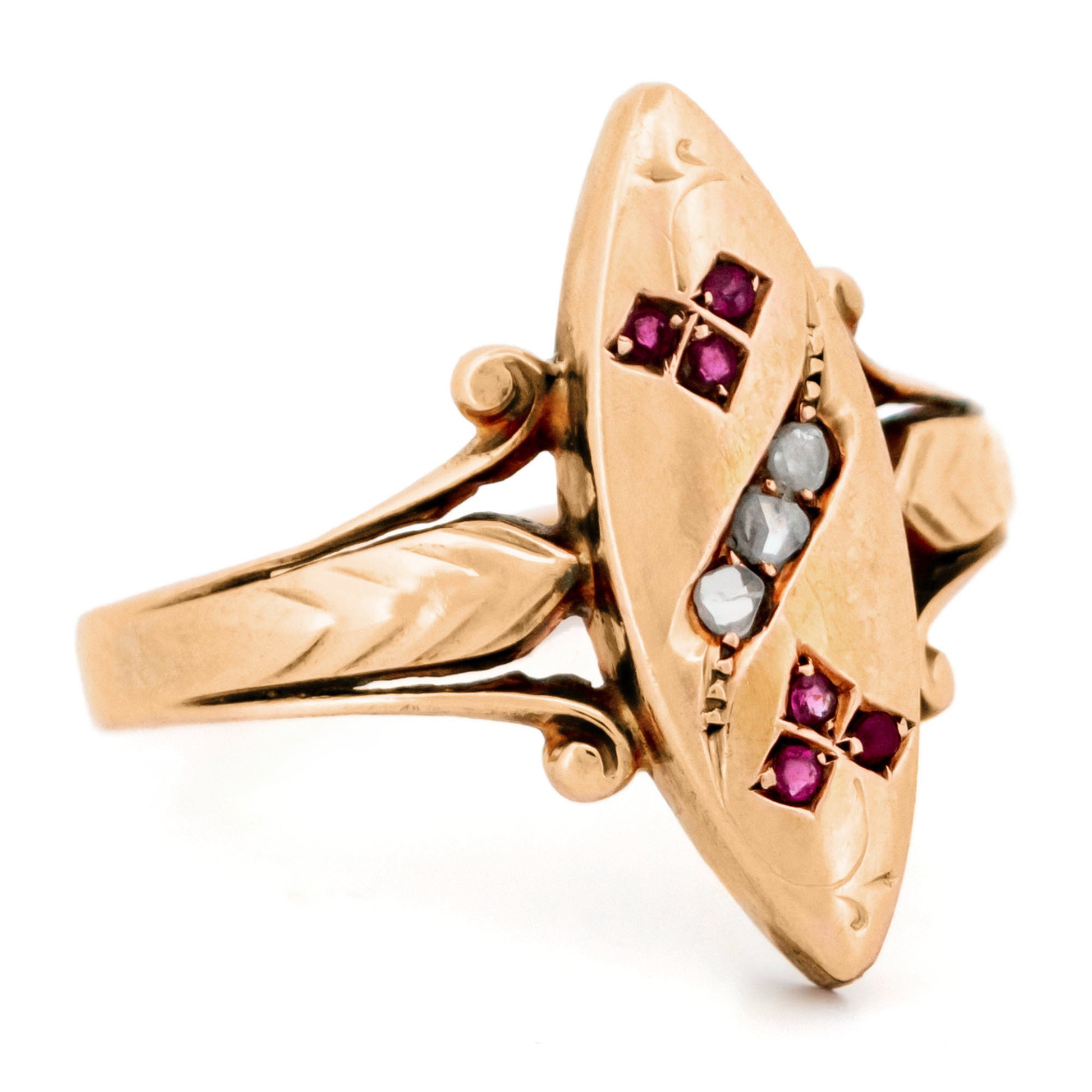 Diamond Ruby 14k Navette-Shape Ring 16912-9014
