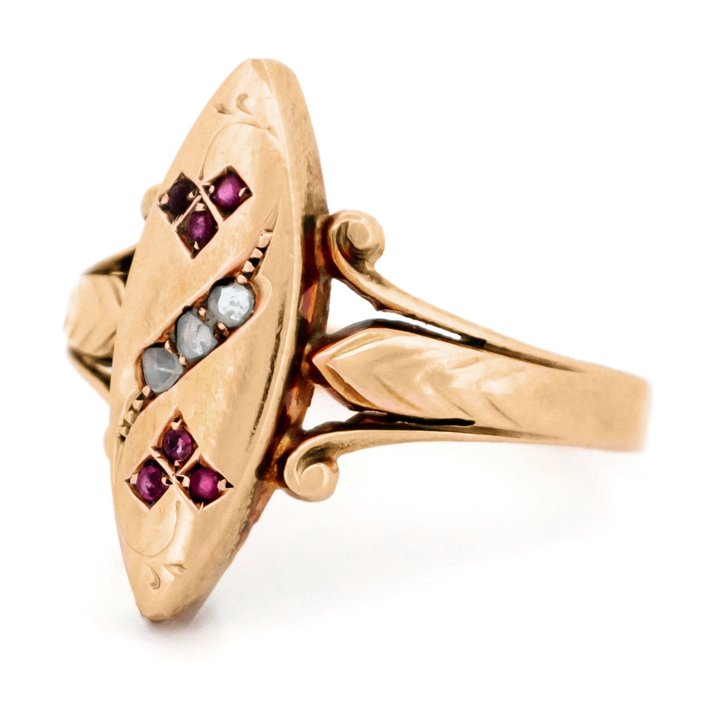 Diamond Ruby 14k Navette-Shape Ring 16912-9014
