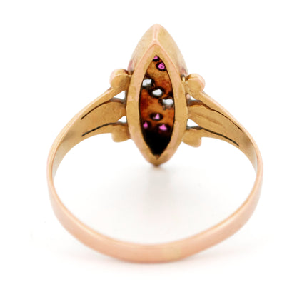 Diamond Ruby 14k Navette-Shape Ring 16912-9014