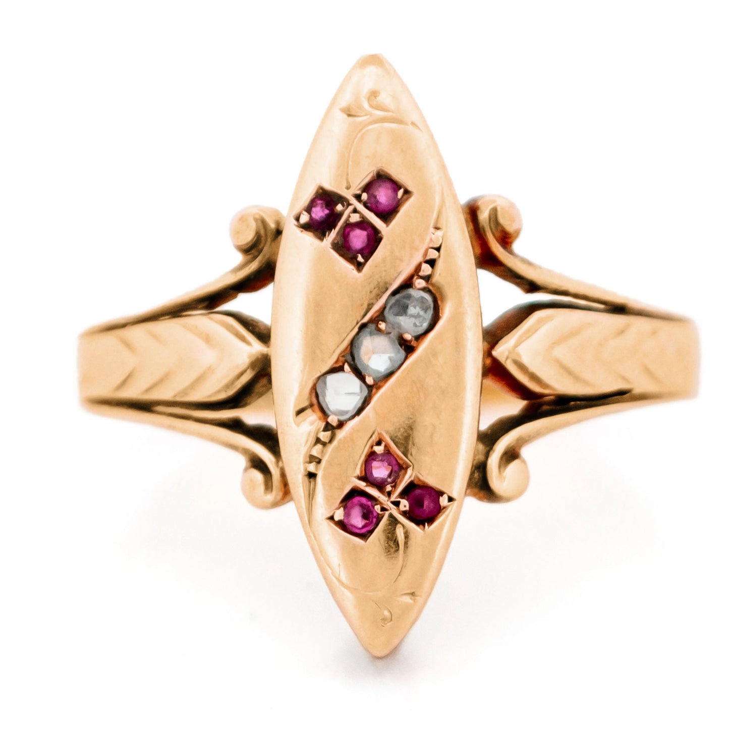 Diamond Ruby 14k Navette-Shape Ring 16912-9014
