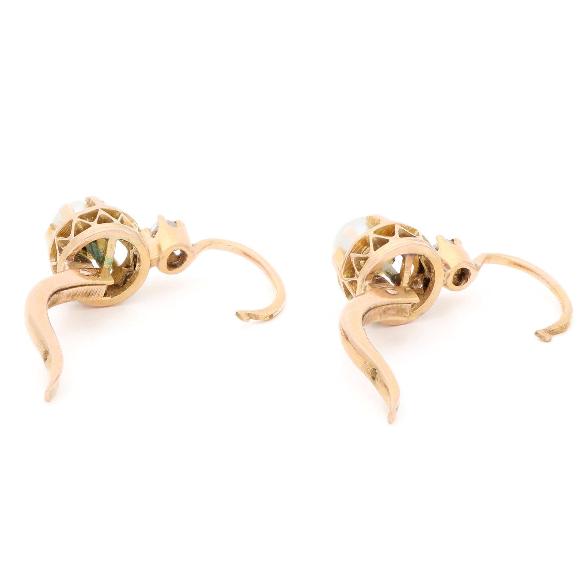 Vintage Diamond Pearl 18ct Dormeuse Earrings