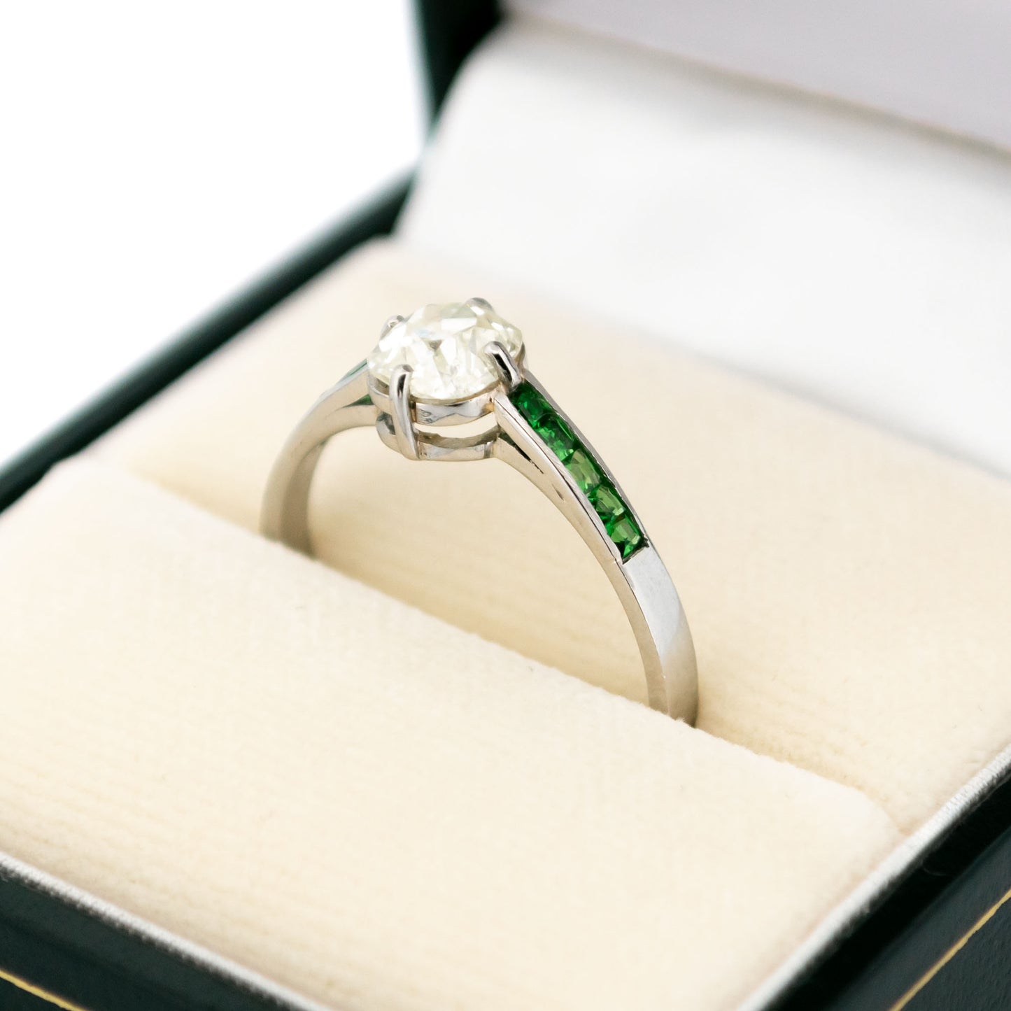 Diamond Garnet Platinum Solitaire Ring 16983-5214