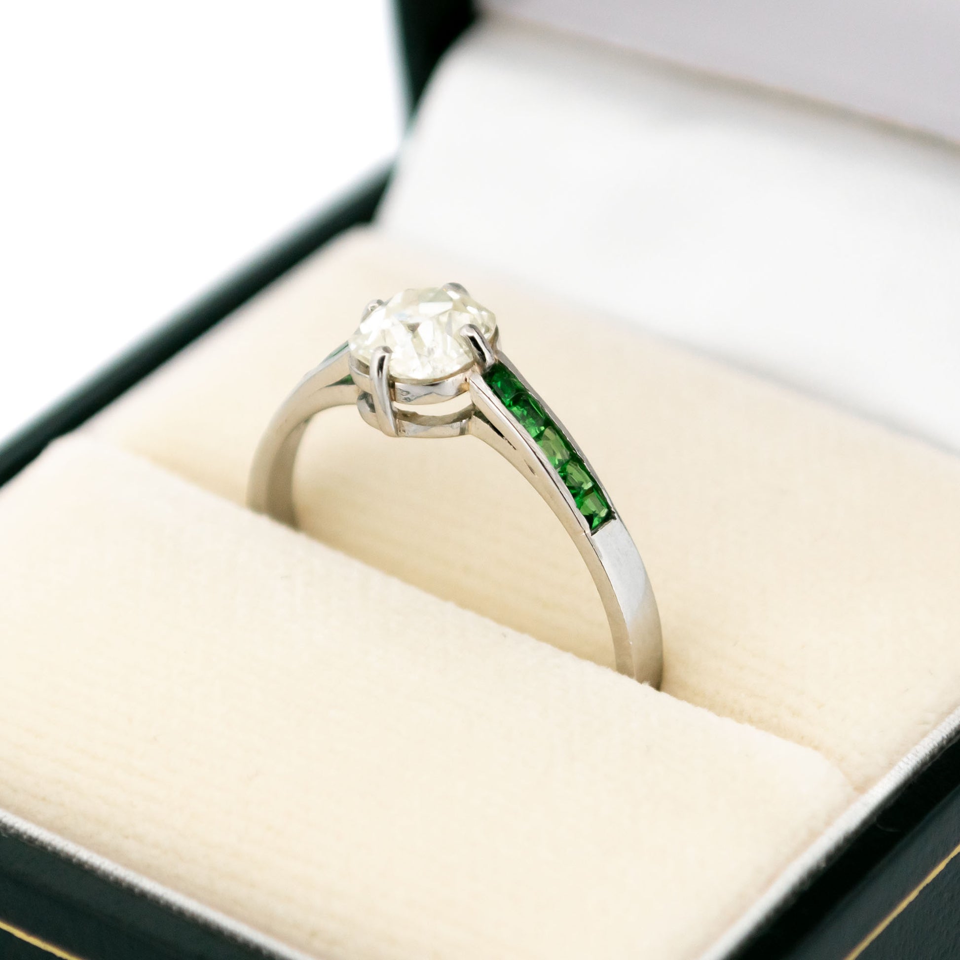 Diamond Garnet Platinum Solitaire Ring 16983-5214