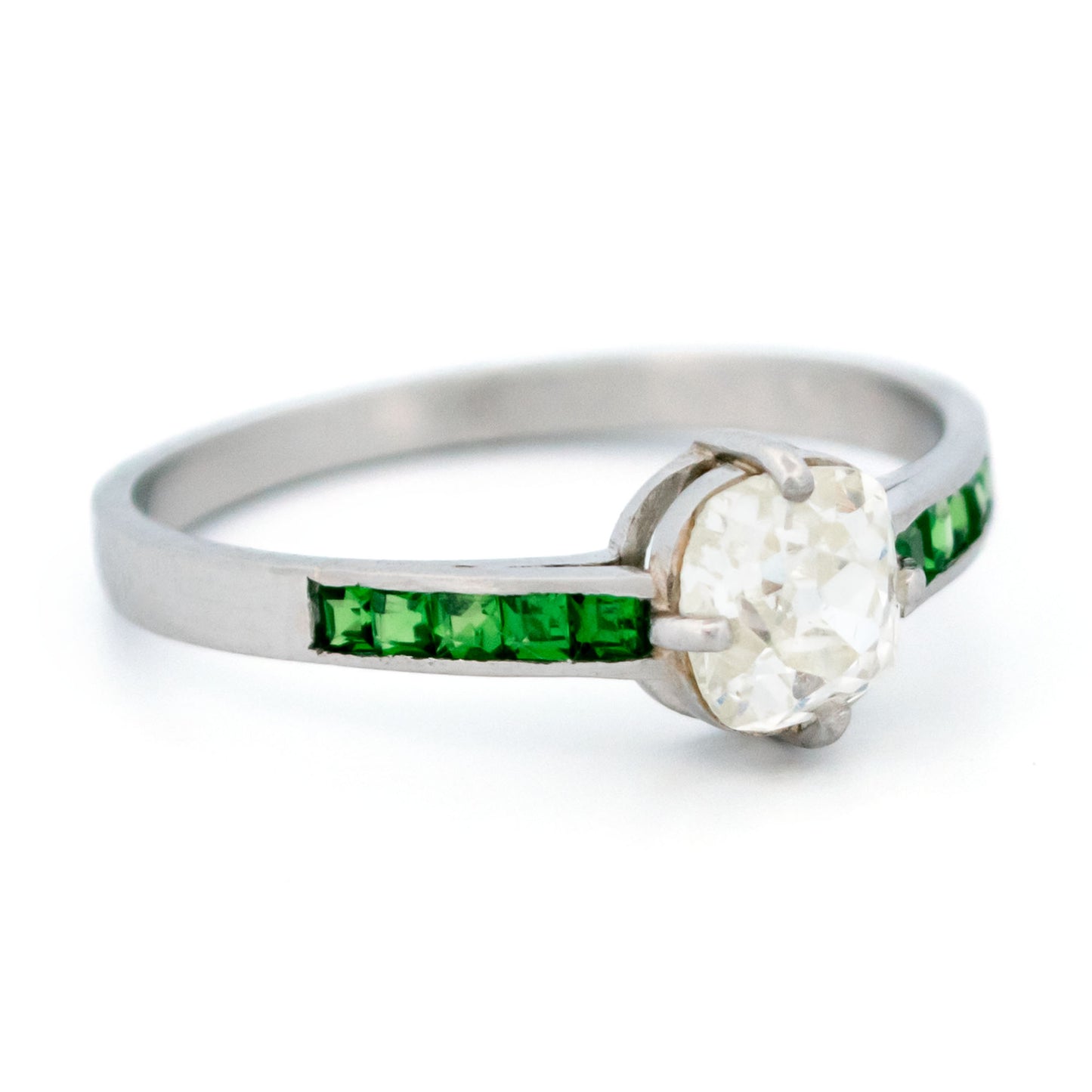 Diamond Garnet Platinum Solitaire Ring 16983-5214
