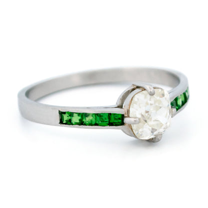 Diamond Garnet Platinum Solitaire Ring 16983-5214
