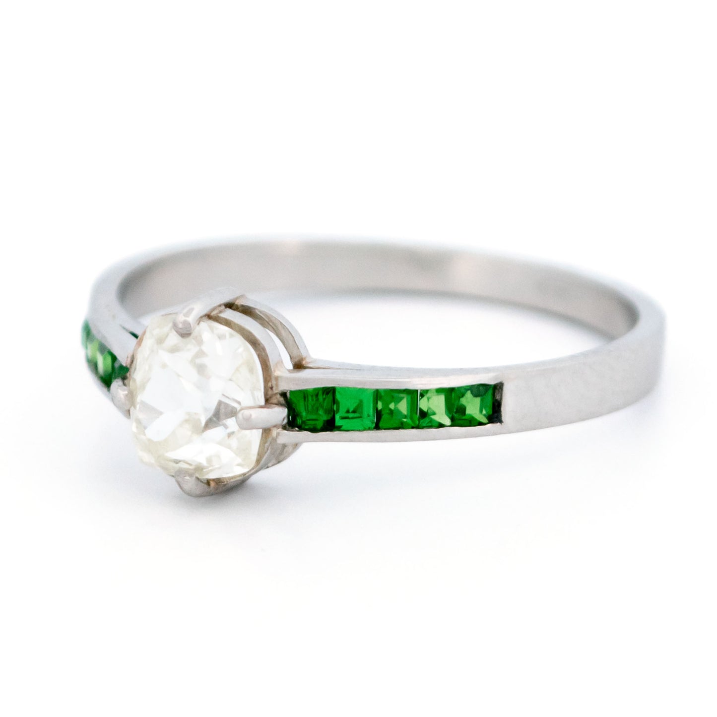 Diamond Garnet Platinum Solitaire Ring 16983-5214