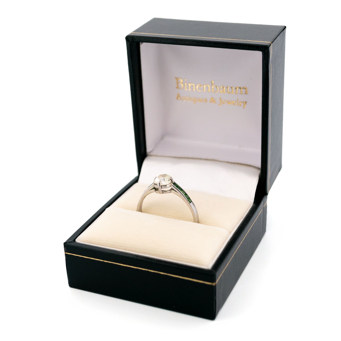 Diamond Garnet Platinum Solitaire Ring 16983-5214