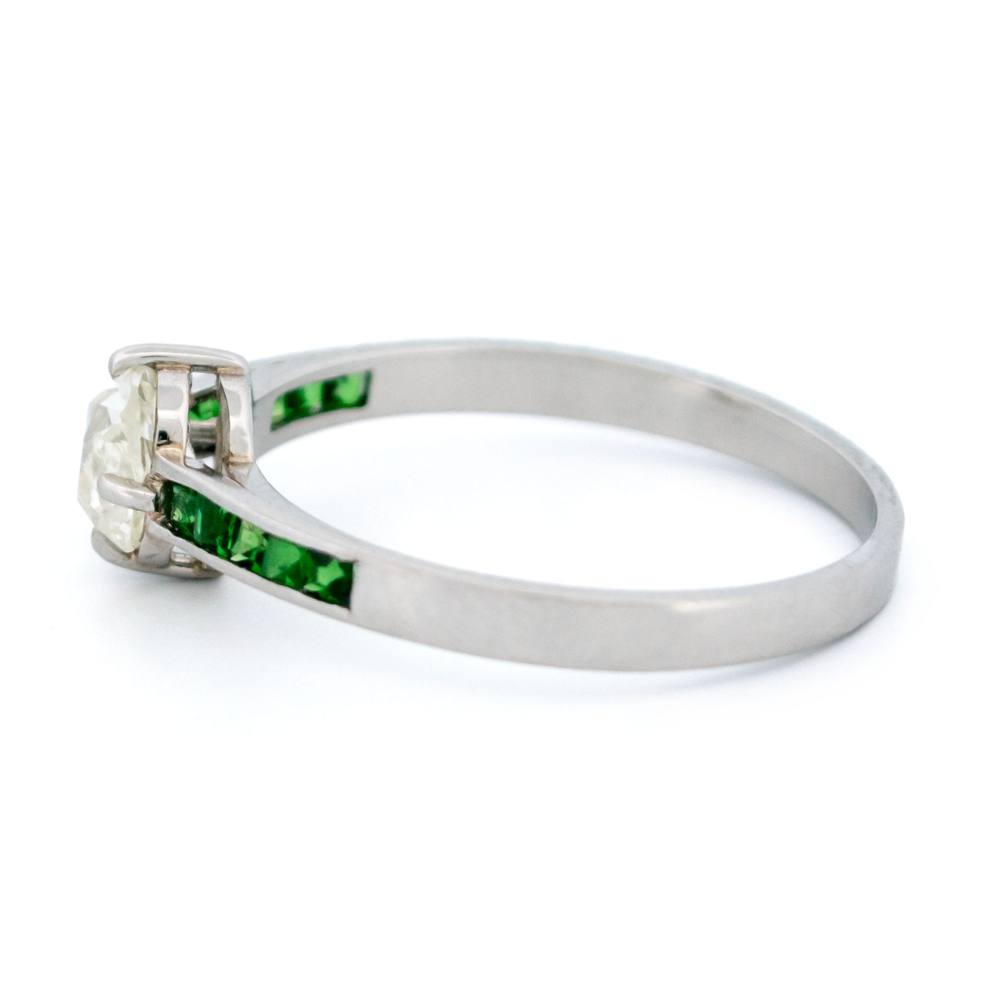 Diamond Garnet Platinum Solitaire Ring 16983-5214