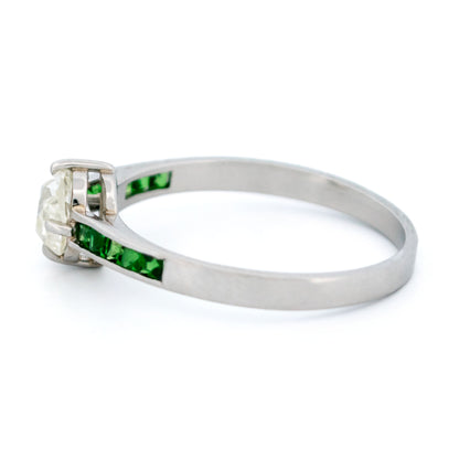 Diamond Garnet Platinum Solitaire Ring 16983-5214