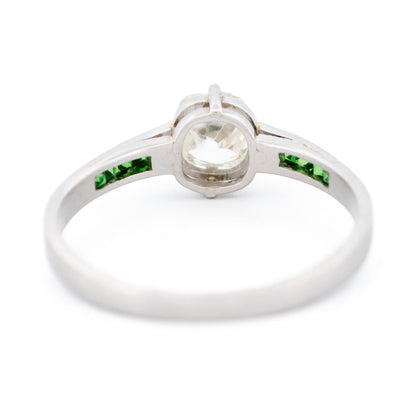 Diamond Garnet Platinum Solitaire Ring 16983-5214