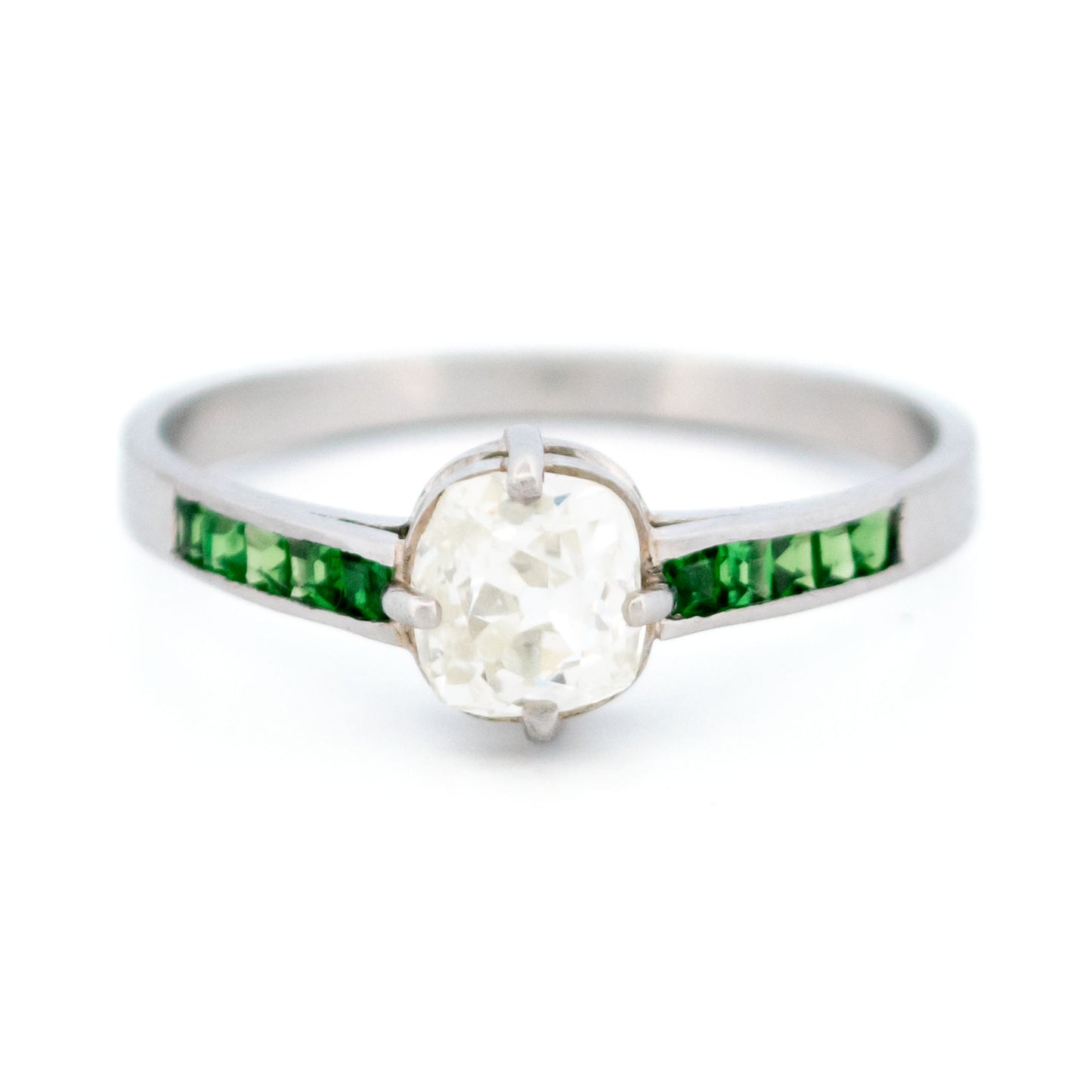 Diamond Garnet Platinum Solitaire Ring 16983-5214