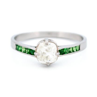 Diamond Garnet Platinum Solitaire Ring 16983-5214