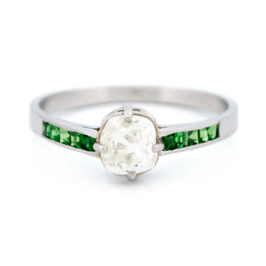 Diamond Garnet Platinum Solitaire Ring 16983-5214