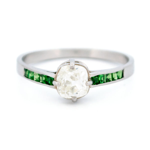 Diamond Garnet Platinum Solitaire Ring 16983-5214