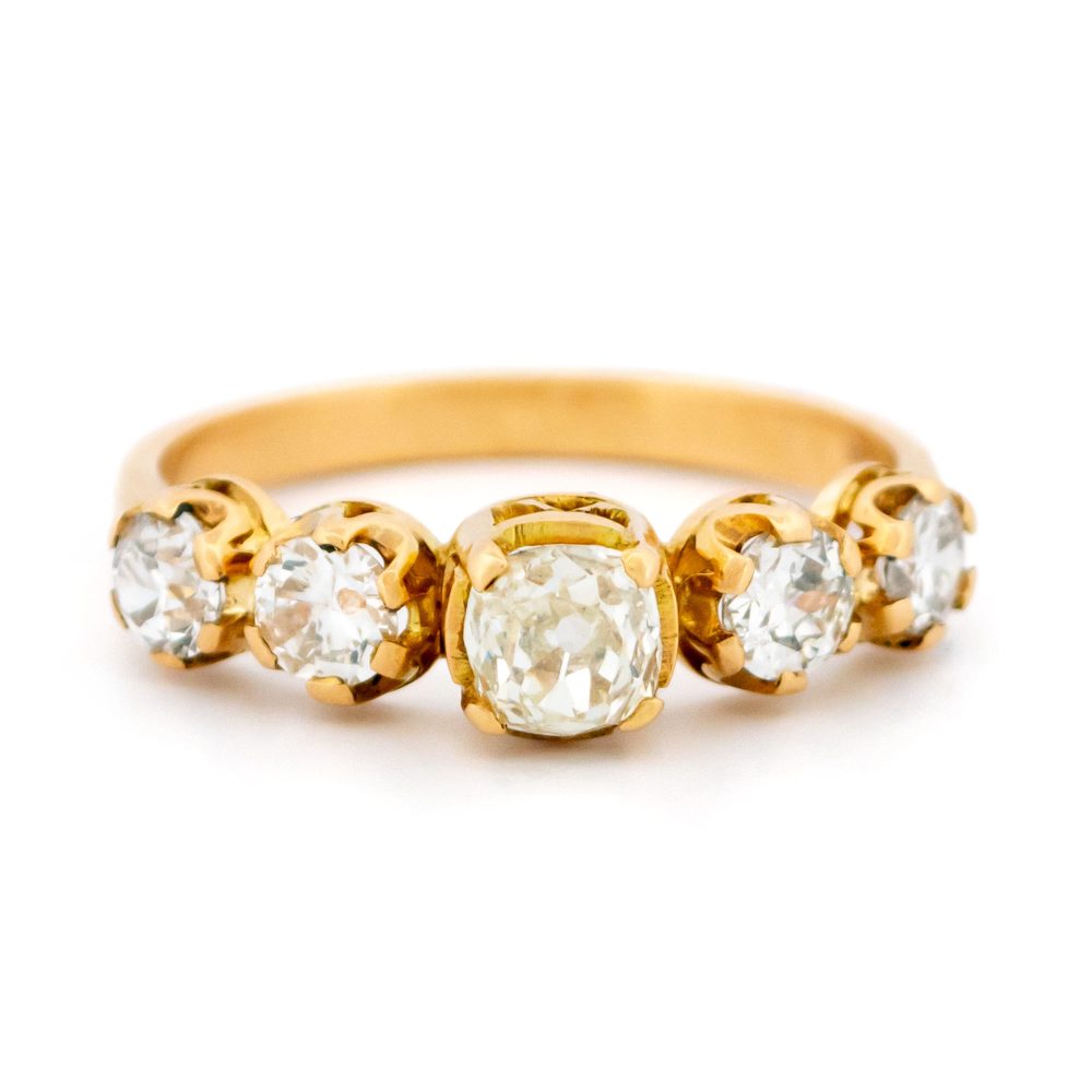 Vintage Five Stone Diamond Ring In 18 Carat Yellow Gold