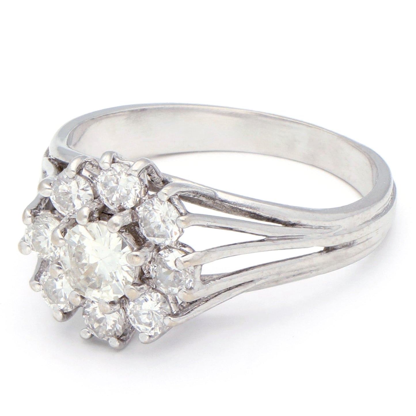 Vintage Diamond 14k Cluster Engagement Ring. 0.84cts