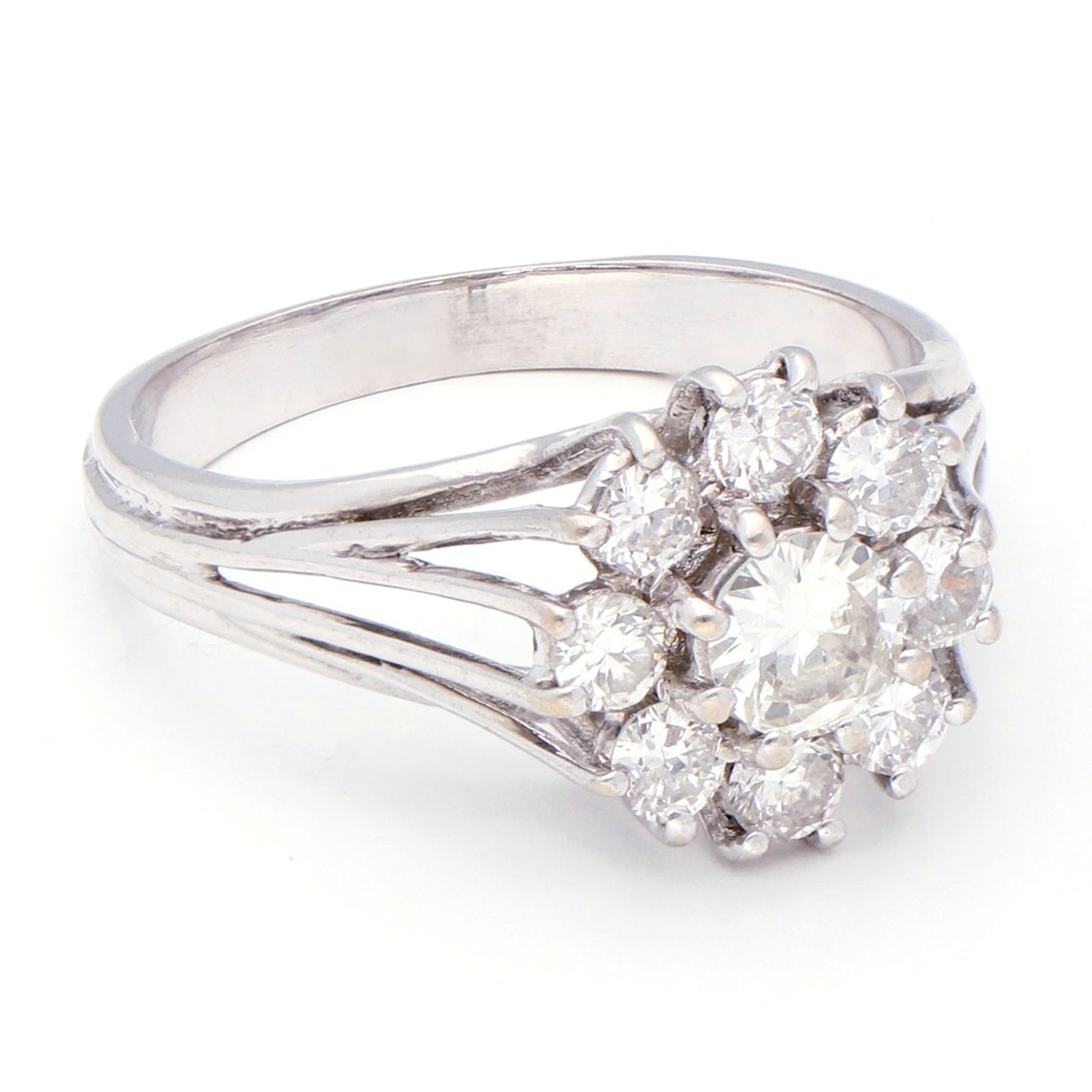 Vintage Diamond 14k Cluster Engagement Ring. 0.84cts