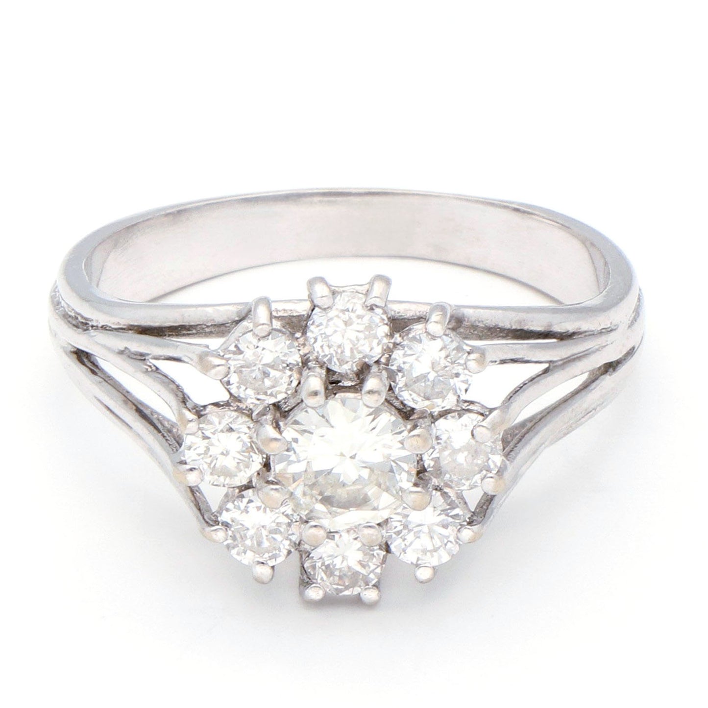 Vintage Diamond 14k Cluster Engagement Ring. 0.84cts