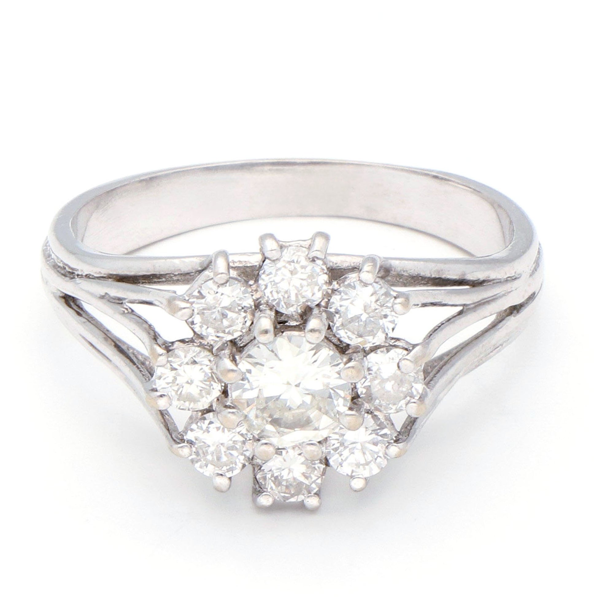 Vintage Diamond 14k Cluster Engagement Ring. 0.84cts