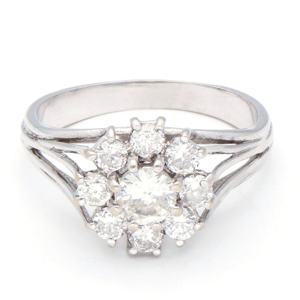 Vintage Diamond 14k Cluster Engagement Ring. 0.84cts