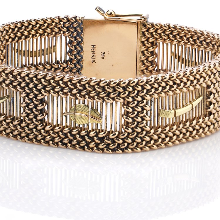 Vintage Wide Chunky Braid Openwork Gold Bracelet