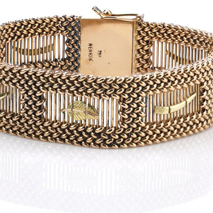 Vintage Wide Chunky Braid Openwork Gold Bracelet