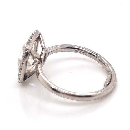 Vintage 3.15ct Cushion Old Cut Diamond Halo Cluster Engagement Ring in Platinum