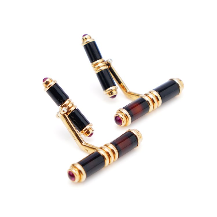 Tiffany and Co Tigers Eye and Ruby Cufflinks