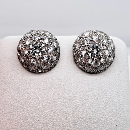 Art Deco 4ct Diamond Bombe Cluster Earrings in platinum