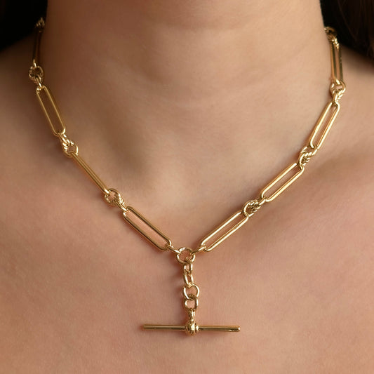 Edwardian 16.5" Trombone &amp; Knot Link Albert Chain